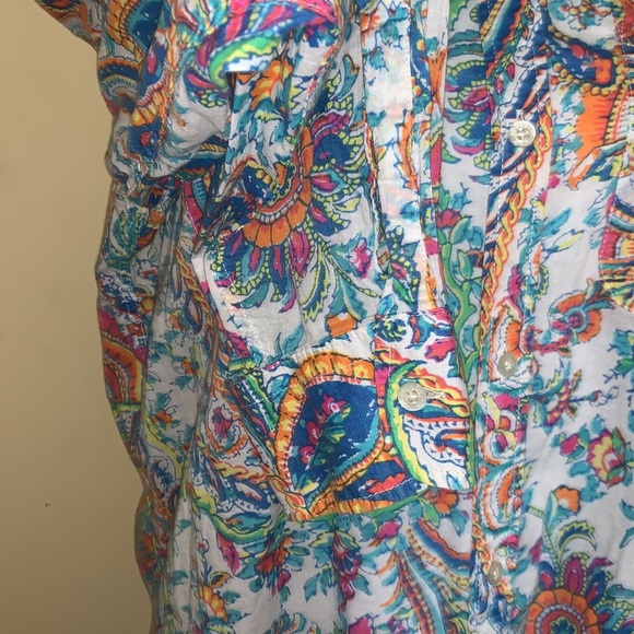 Ralph Lauren Button Down Shirt Multi Color Psychedelic 70s Vibe Boho - Picture 3 of 8